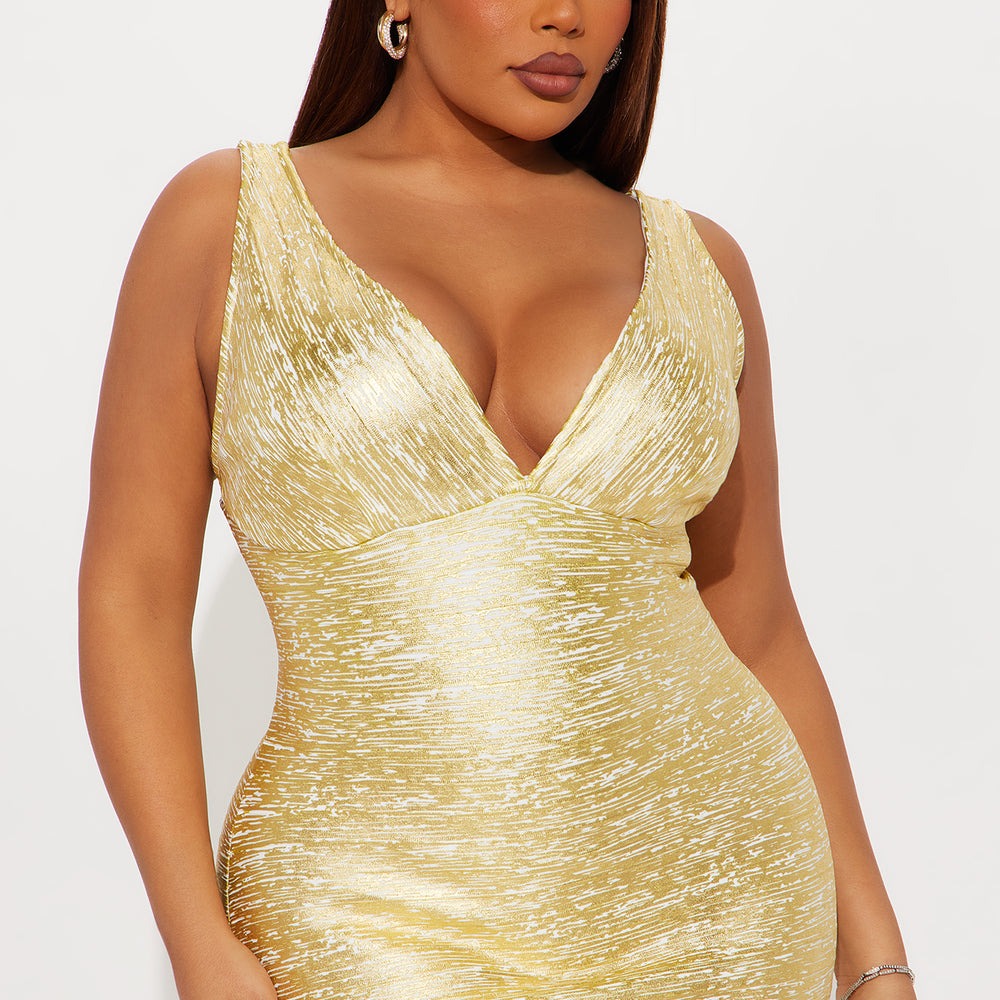 Alina Allure Metallic Bandage Midi Dress