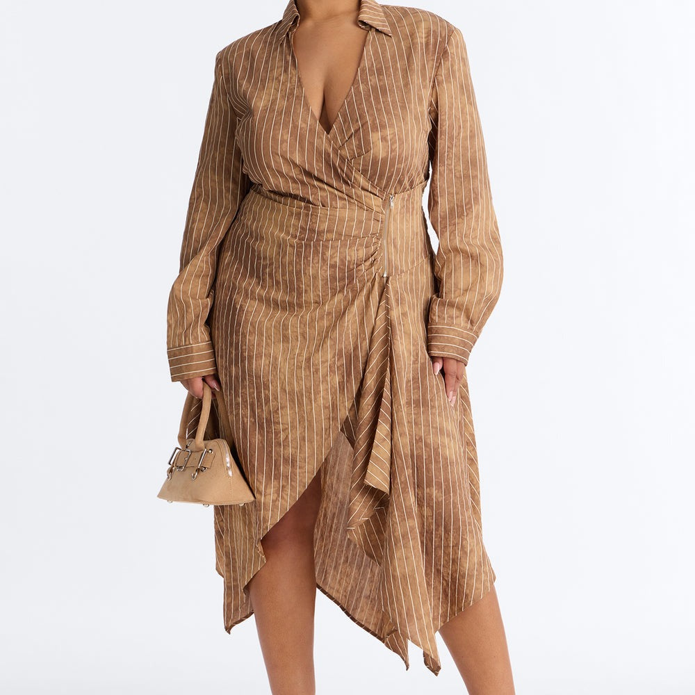Adeline Pinstripe Tie Dye Midi Dress