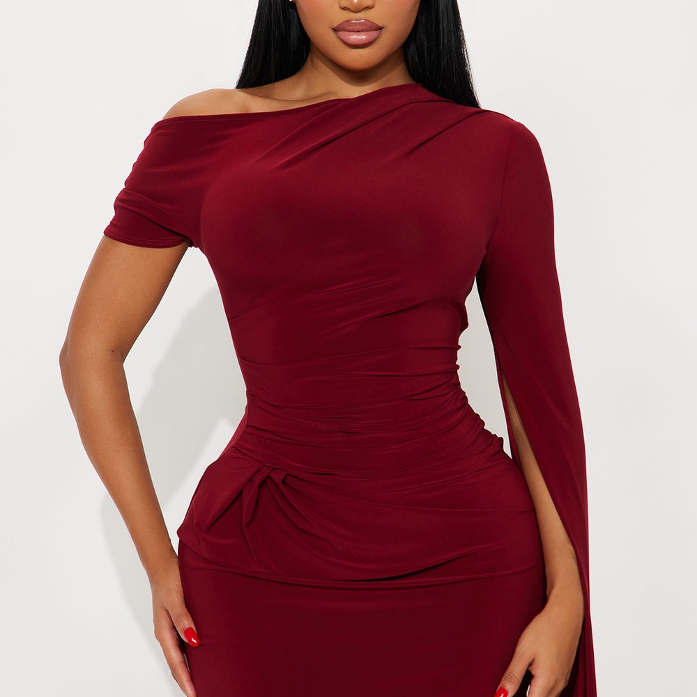 After Thought Asymmetrical Draped Maxi Dress
