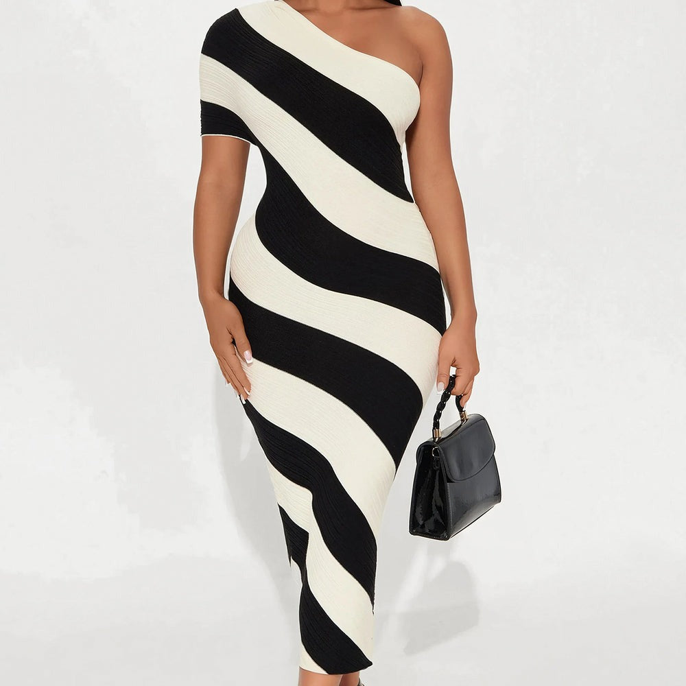 Akari Striped Sweater Midi Dress