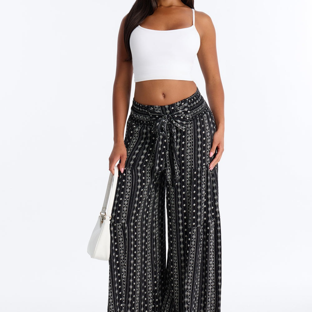 Adina Tie Waist High Rise Wide Leg Pant
