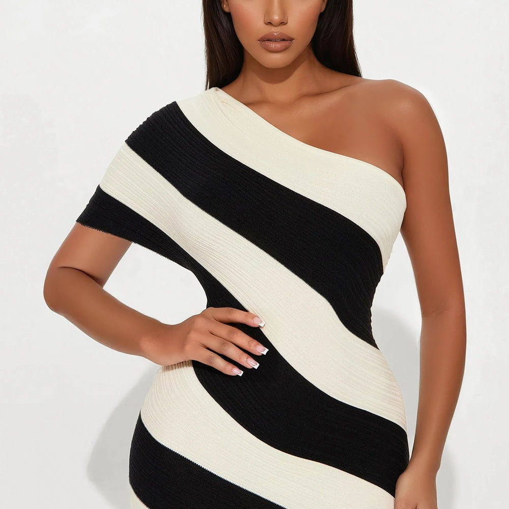 Akari Striped Sweater Midi Dress