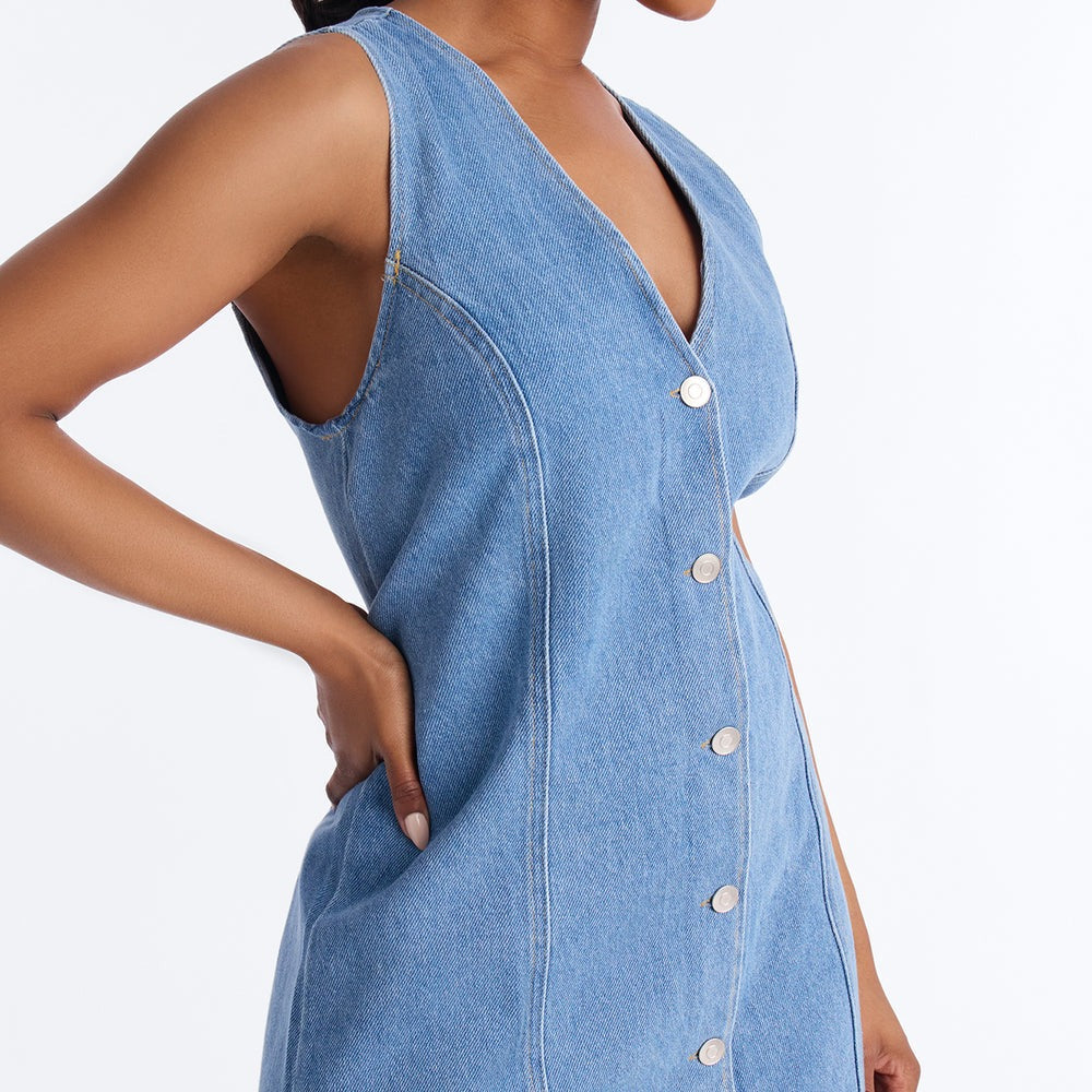 Adalynn Sleeveless Denim Mini Dress