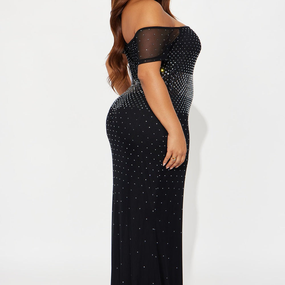 Alaia Rhinestone Mesh Maxi Dress