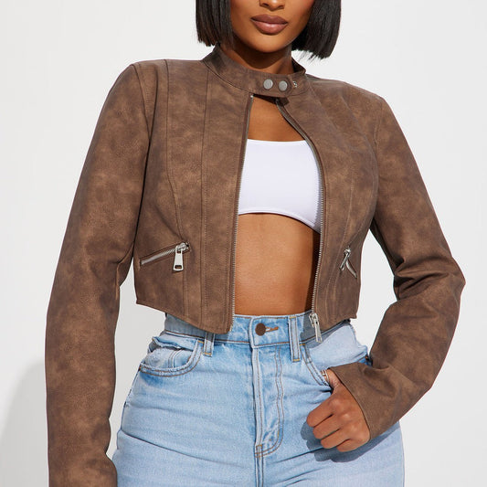 A Desert Babe Washed Faux Leather Moto