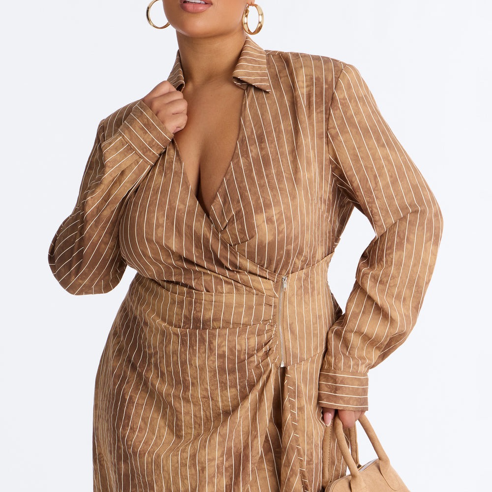 Adeline Pinstripe Tie Dye Midi Dress