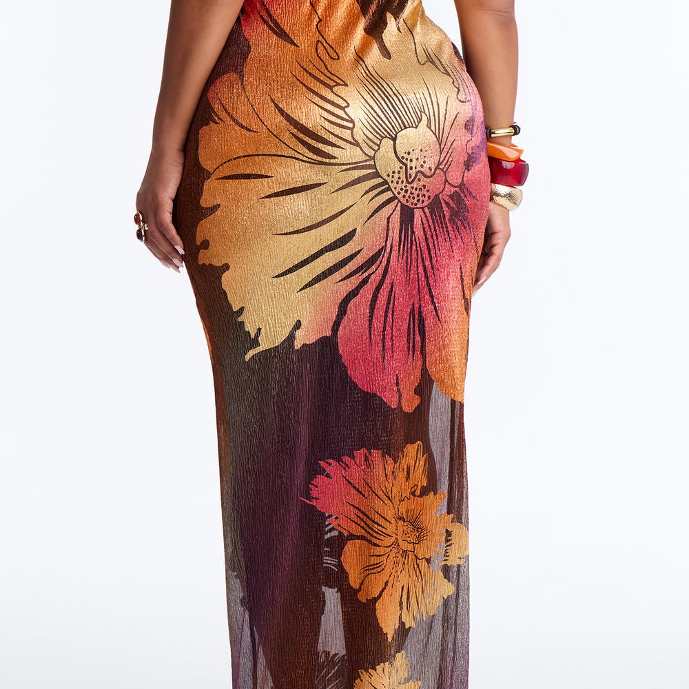 Addison Metallic Floral Maxi Skirt