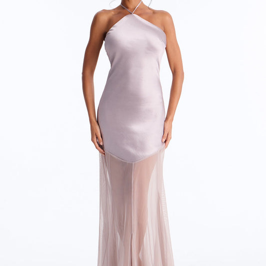Adina Mesh Satin Maxi Dress
