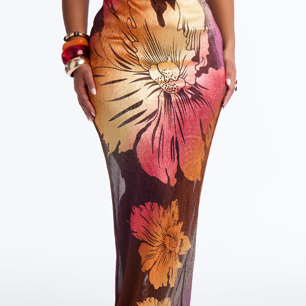 Addison Metallic Floral Maxi Skirt