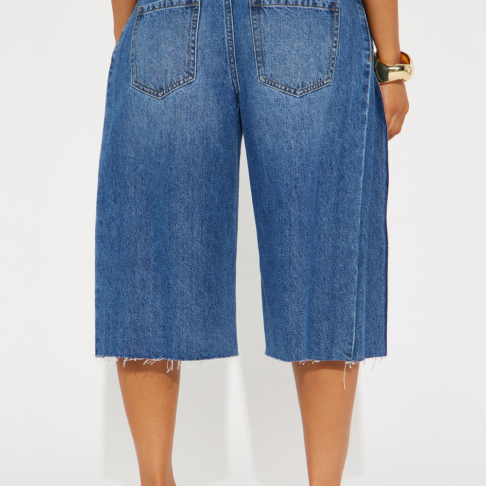 Aleksa Pleated Non Stretch Denim Jorts