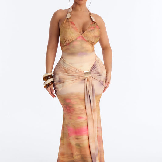 Alaya Halter Mesh Maxi Dress