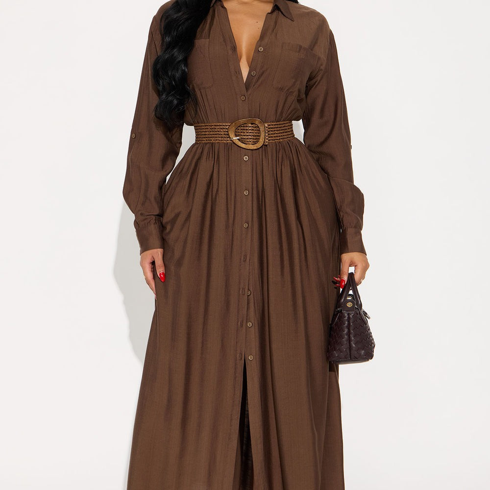 Alaya Linen Maxi Shirt Dress