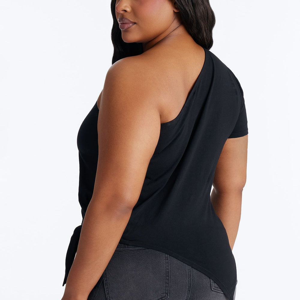 67 Rhinestones One Shoulder Tee