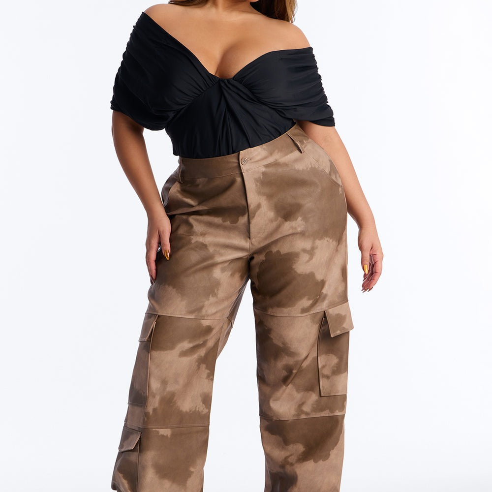 Alexa Washed Faux Leather Cargo Pant
