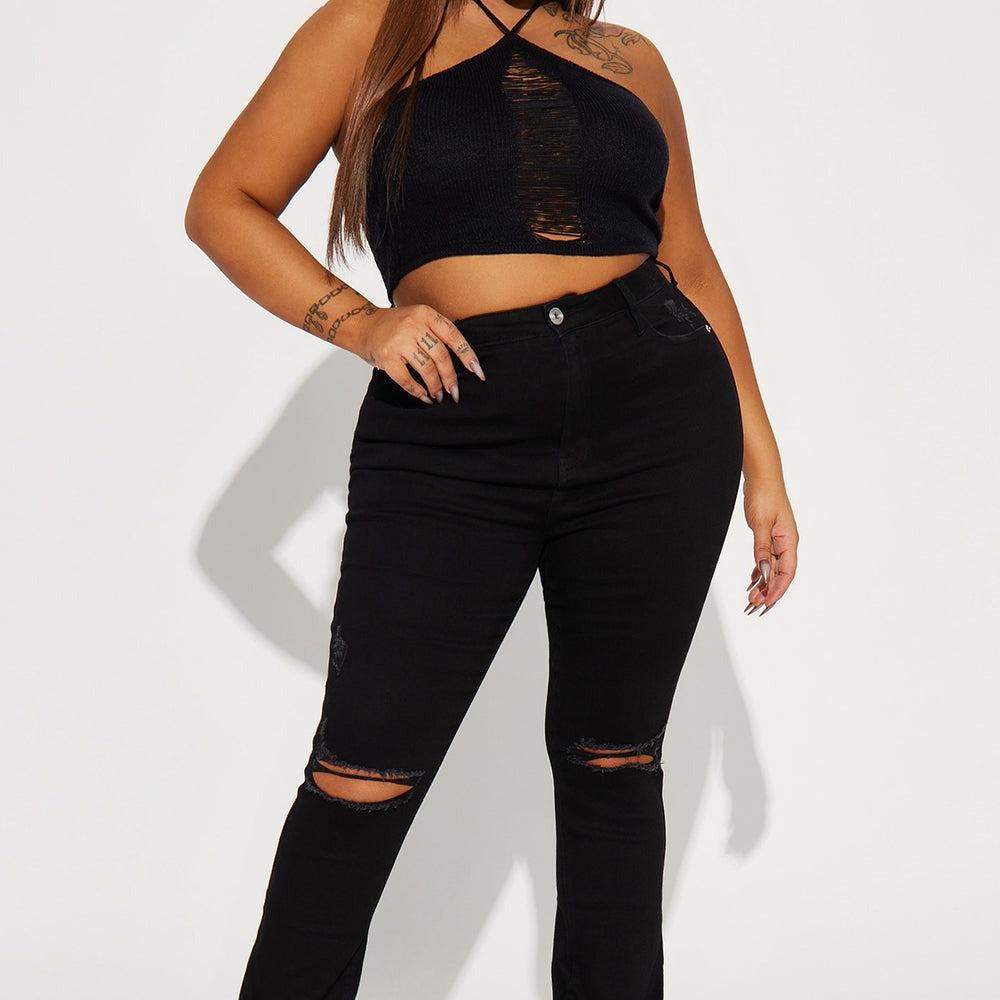 After Dark Ripped High Rise Stretch Bootcut Jeans