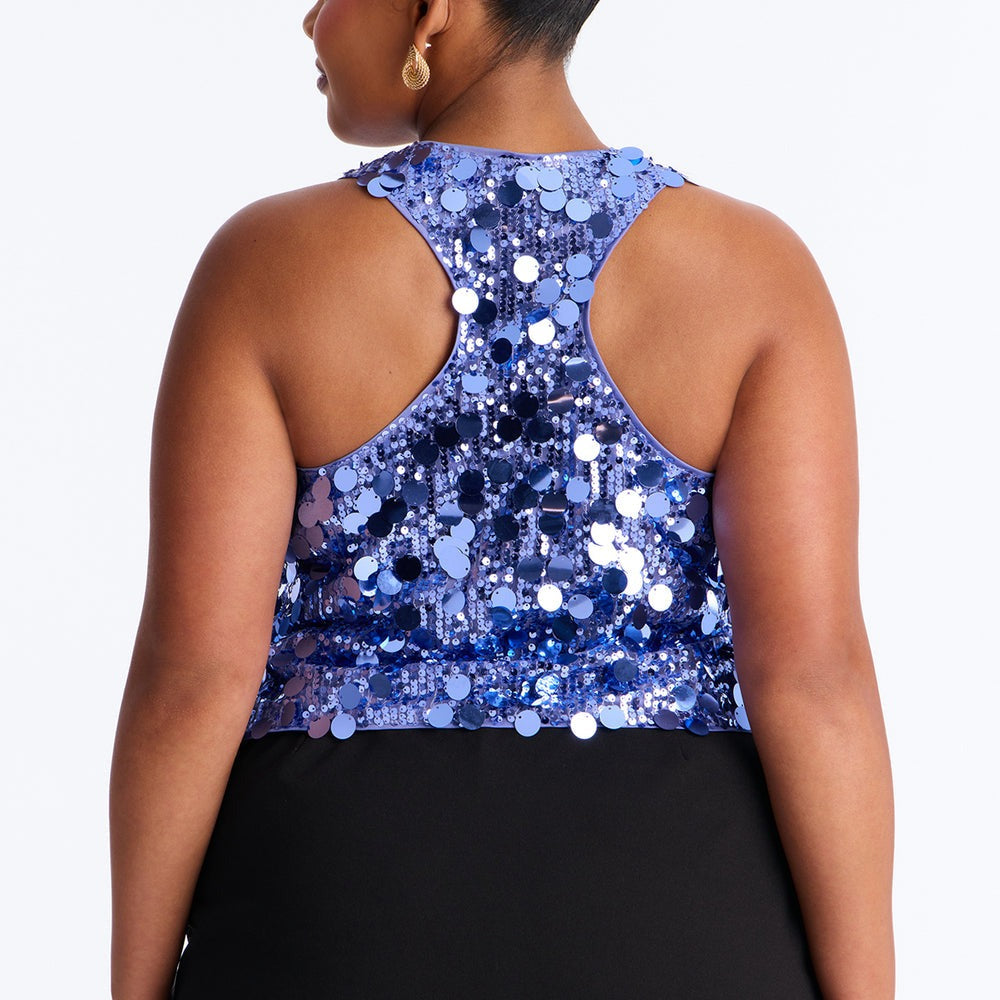 Afterglow Sequin Racerback Crop Tank Top