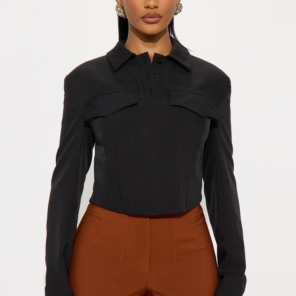 After Hours Shoulder Pads Corset Top