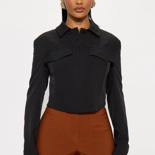 After Hours Shoulder Pads Corset Top