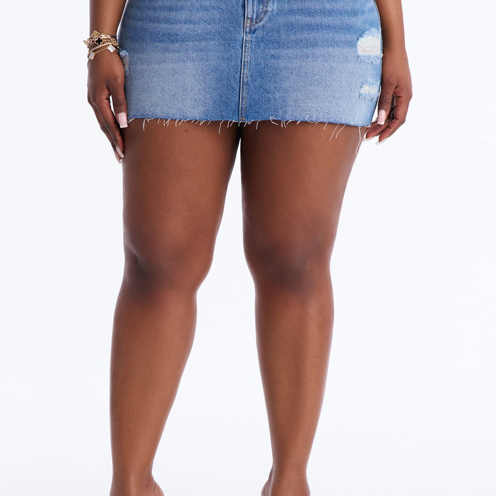 Alex Distressed Denim Micro Mini Skirt