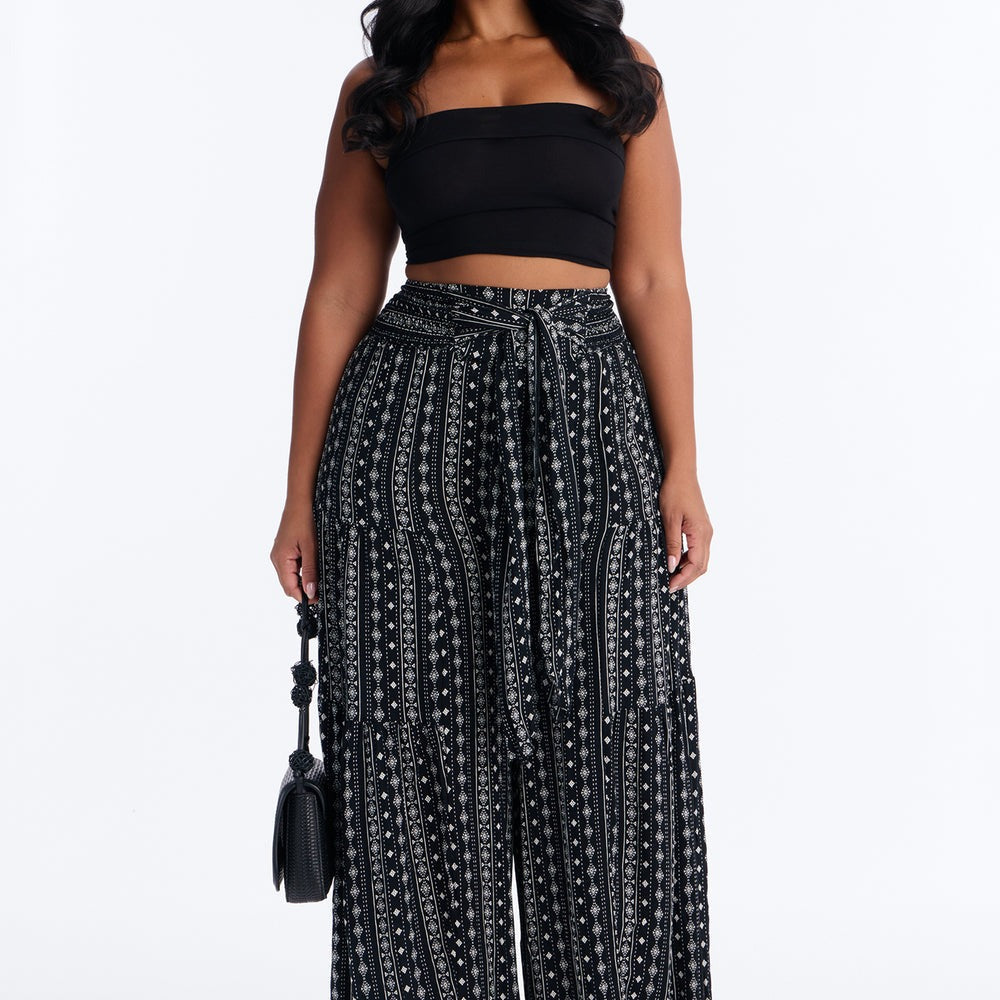 Adina Tie Waist High Rise Wide Leg Pant