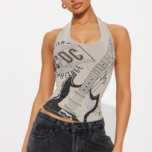ACDC Back In Black Halter Top