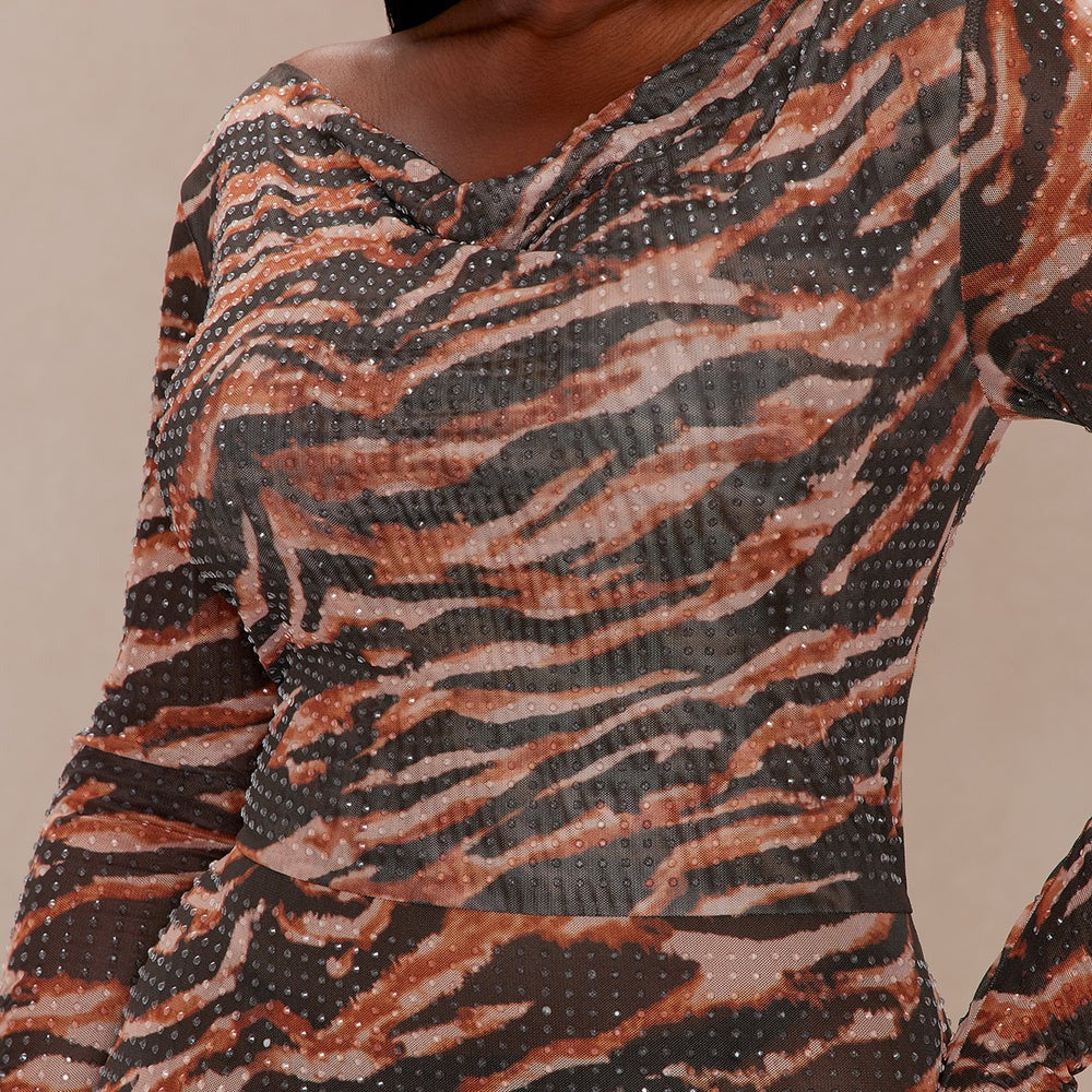 Alexis Rhinestone Long Sleeve Maxi Dress