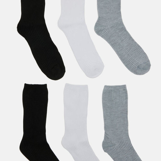 6 Pack Ribbed Socks