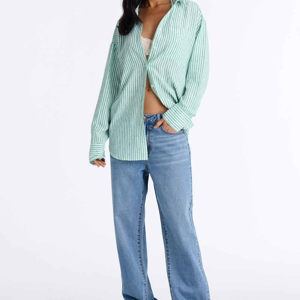 Alicante Drapey Denim Stacked Straight Leg Jeans
