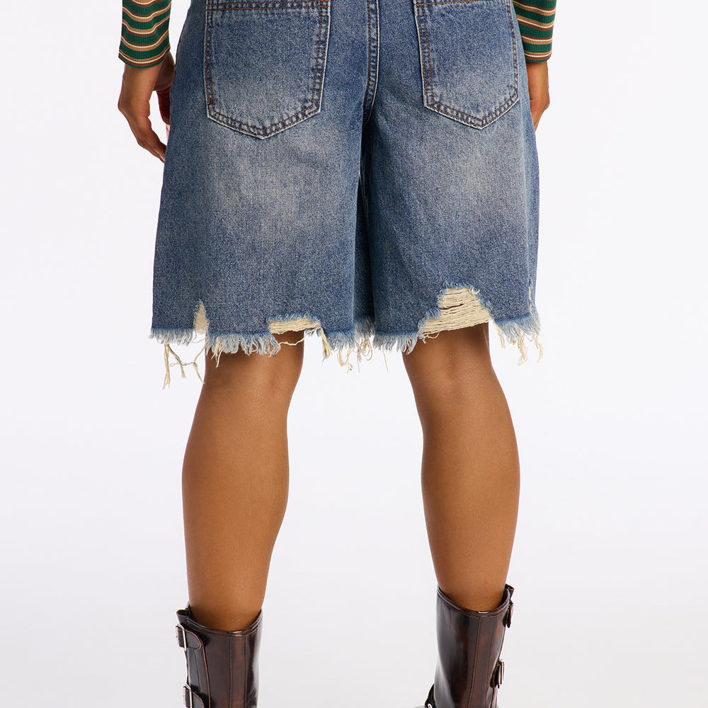 A World Tour Ripped Denim Shorts