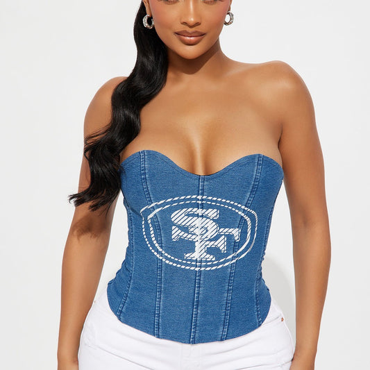49ers Denim Corset Top