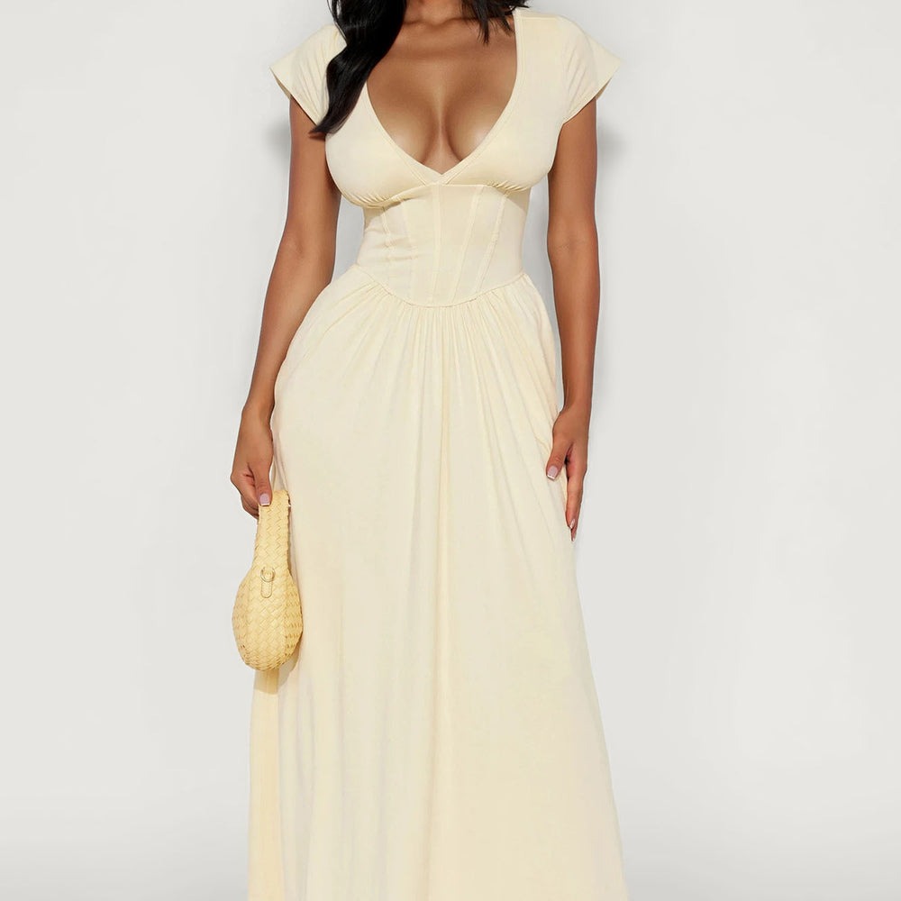 Ainsley Cap Sleeve Corset Maxi Dress