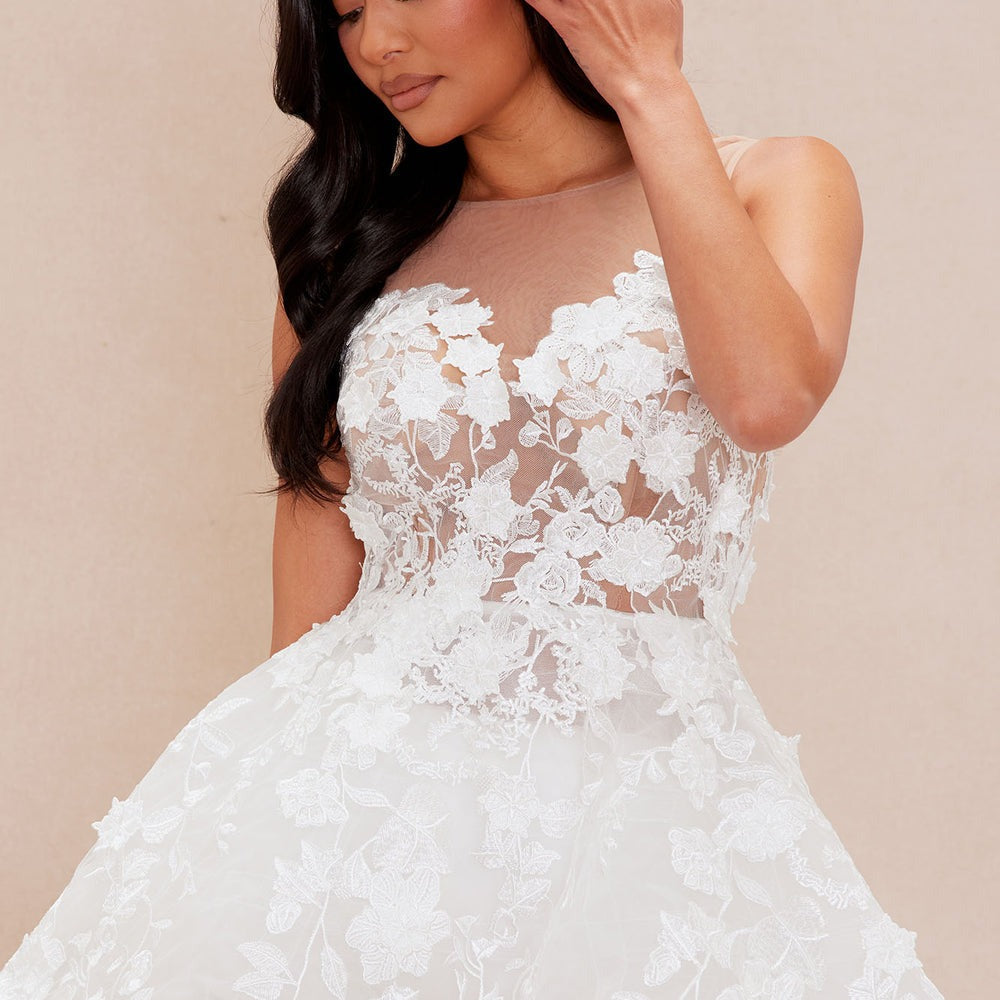 Alicia Embroidered High Low Gown