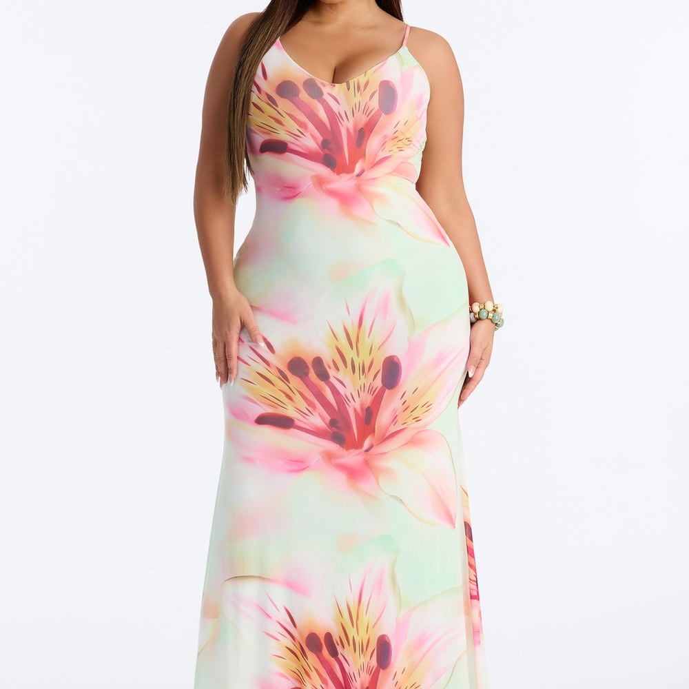 Alexandria Floral Mesh Maxi Dress