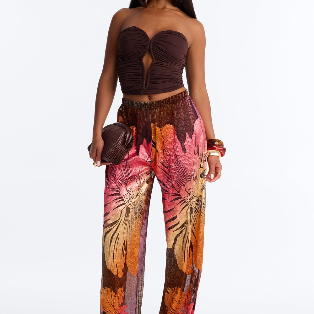 Addison Metallic Floral Wide Leg Pant