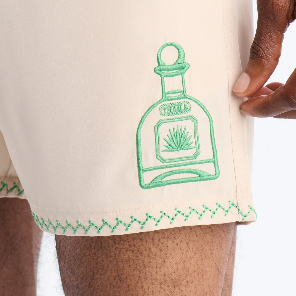 Agave Palm Embroidered Swim Trunk 7â3