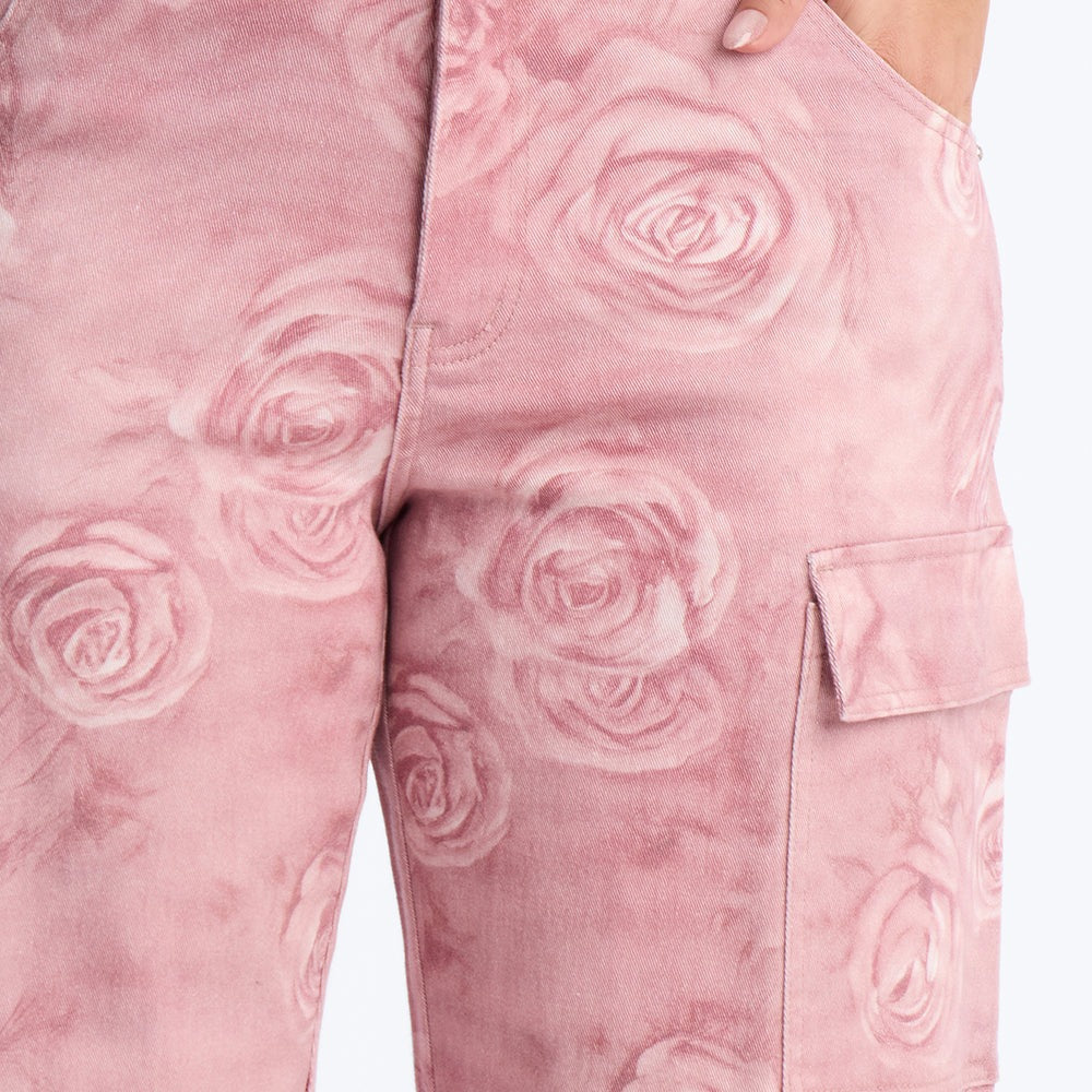 Accept My Rose Stretch Cargo Jeans