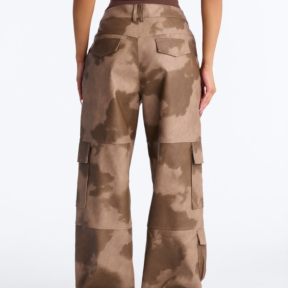 Alexa Washed Faux Leather Cargo Pant