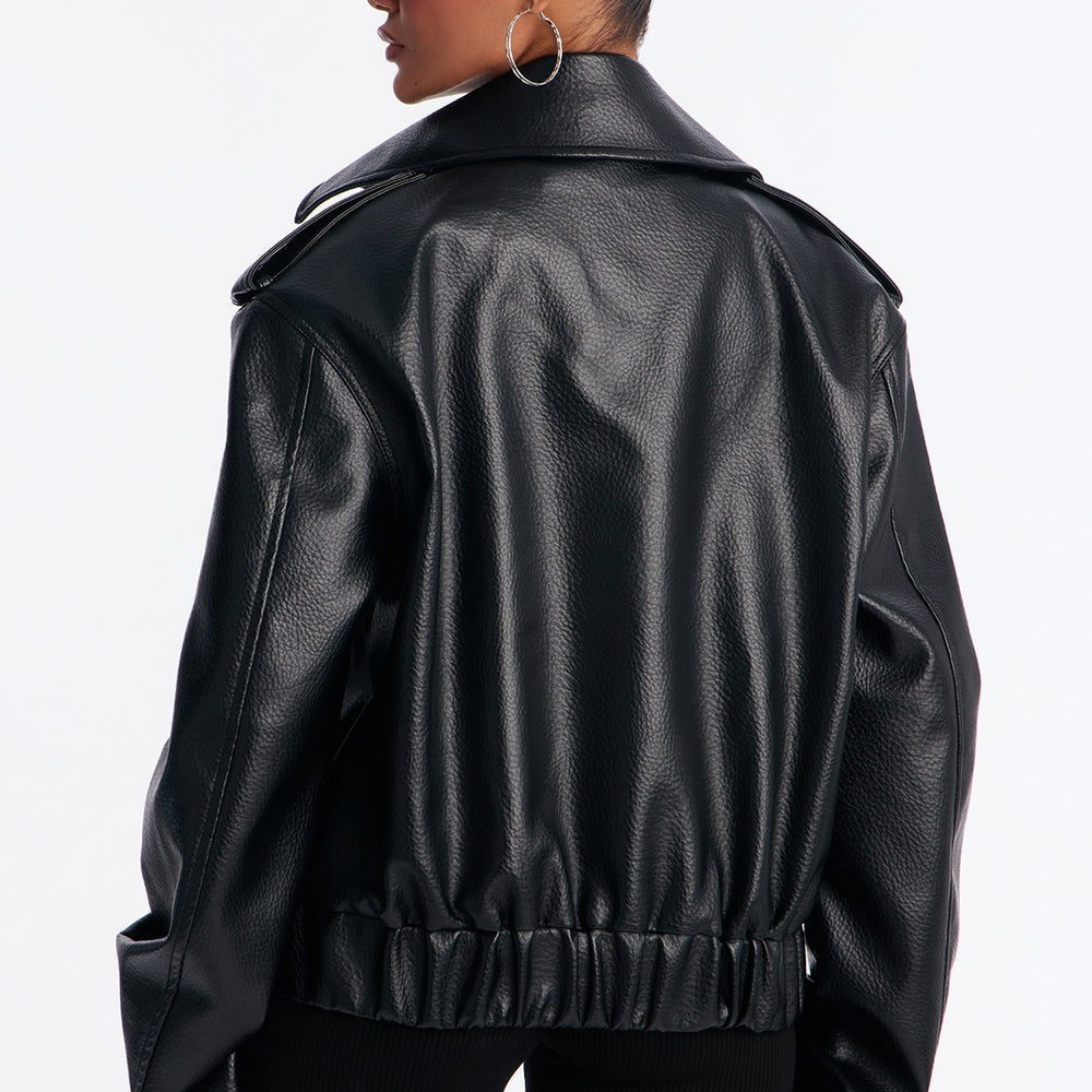 Adrienne Double Breasted Faux Leather Jacket