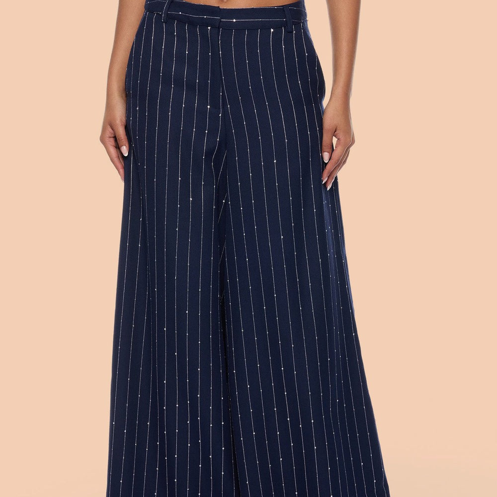 Adyson Embellished Pinstripe Wide Leg Pant