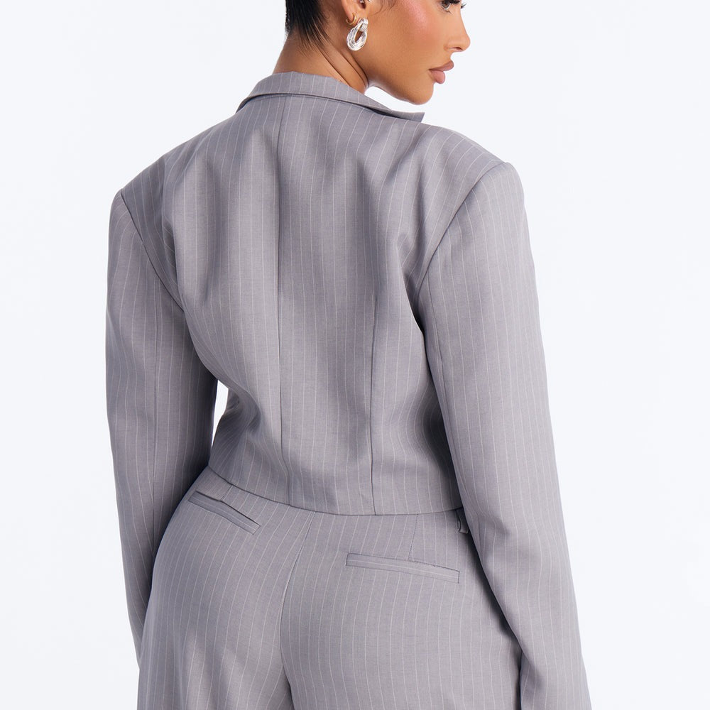 Ahmeira Cropped Pinstripe Blazer