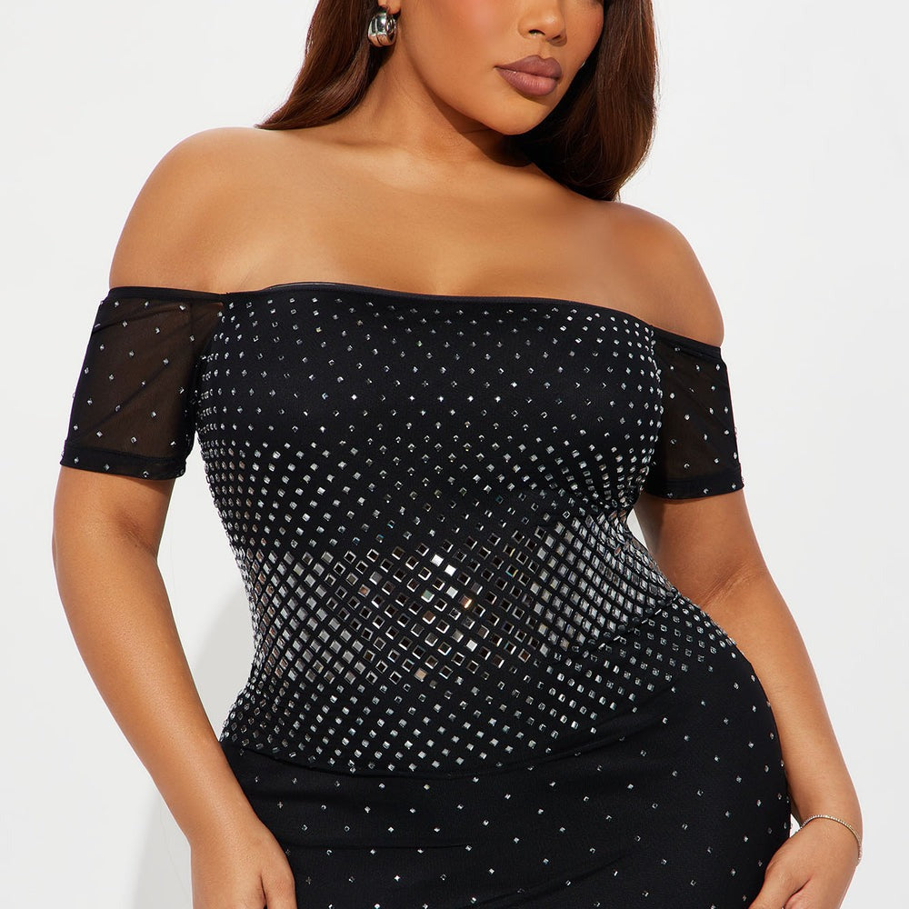 Alaia Rhinestone Mesh Maxi Dress
