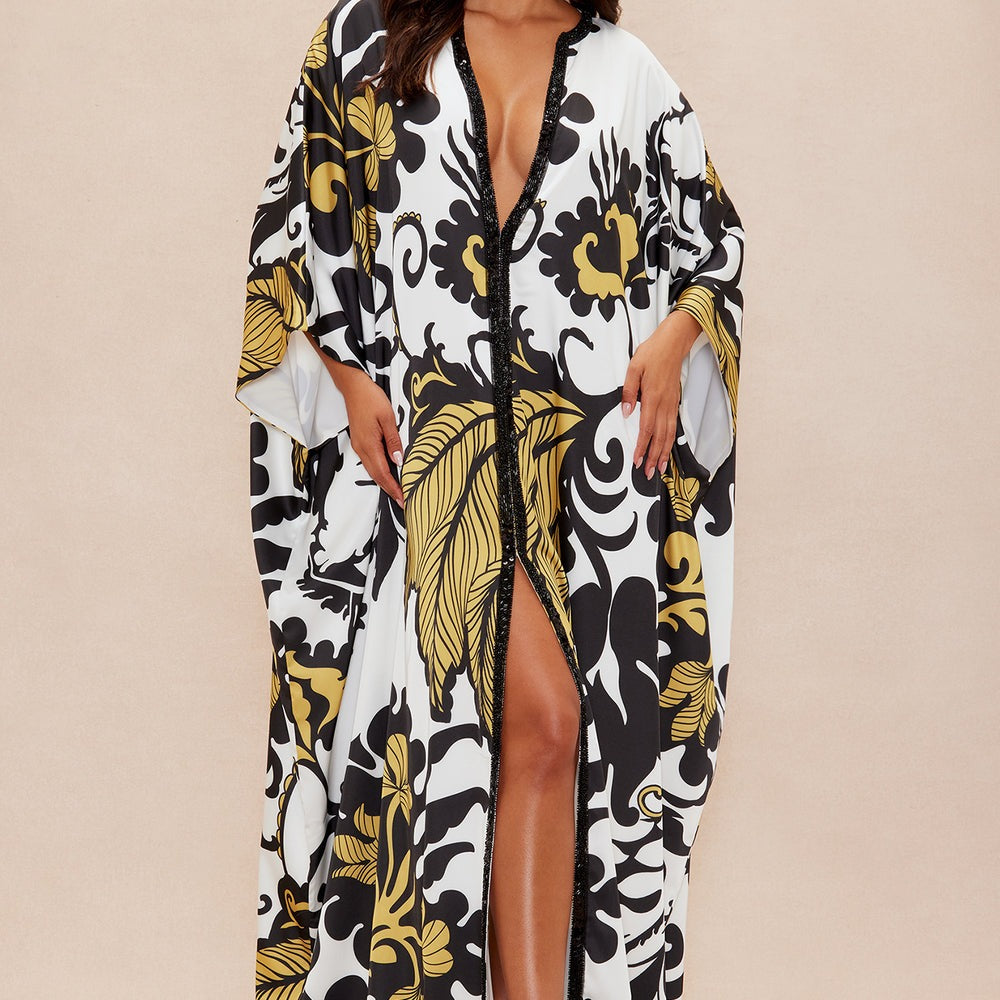Adima Embellished Satin Kaftan