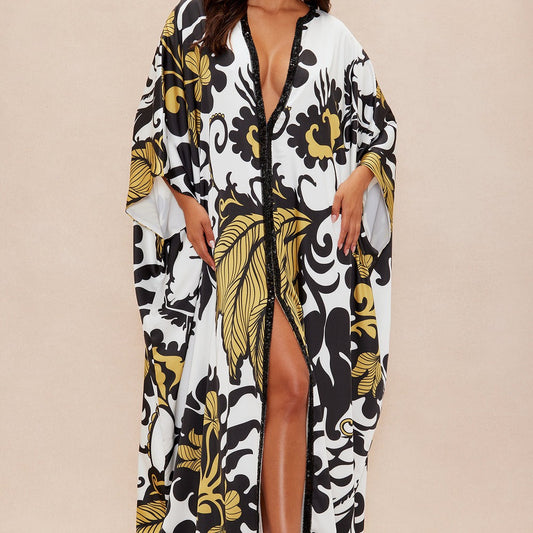 Adima Embellished Satin Kaftan