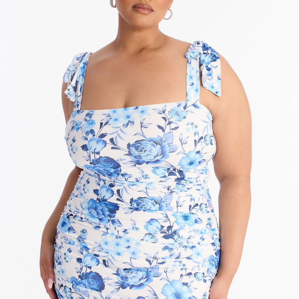 Alexandra Ruched Floral Midi Dress