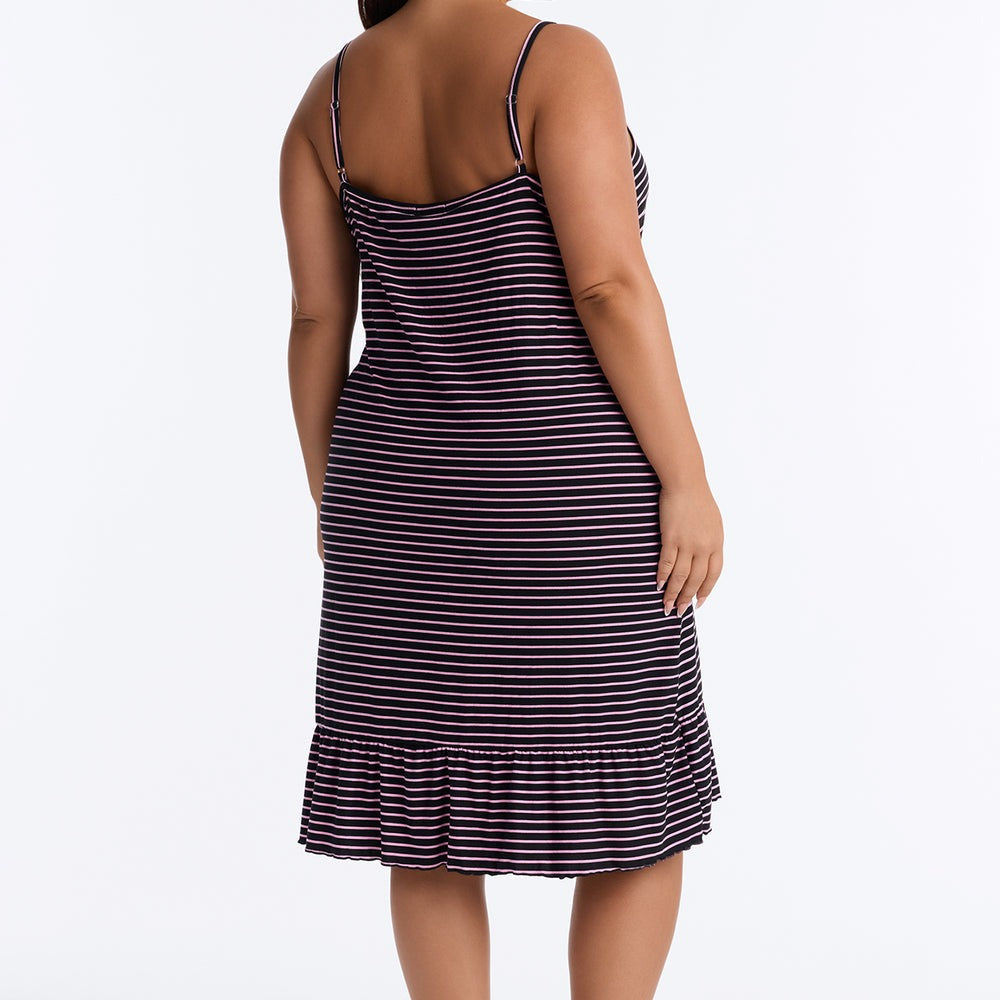 After Dark Stripes Ruffle PJ Sleep Dress
