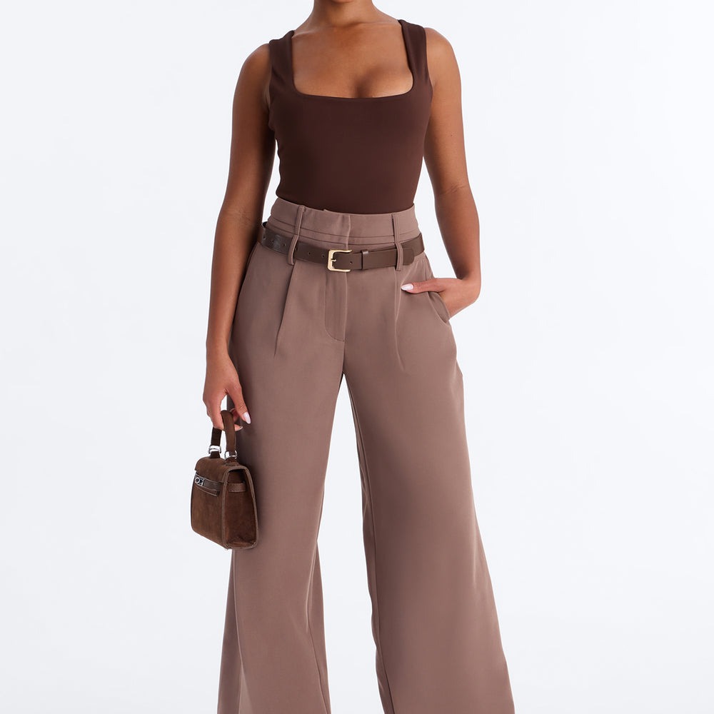 Adelaide Belted Wide Leg Pleated Trouser