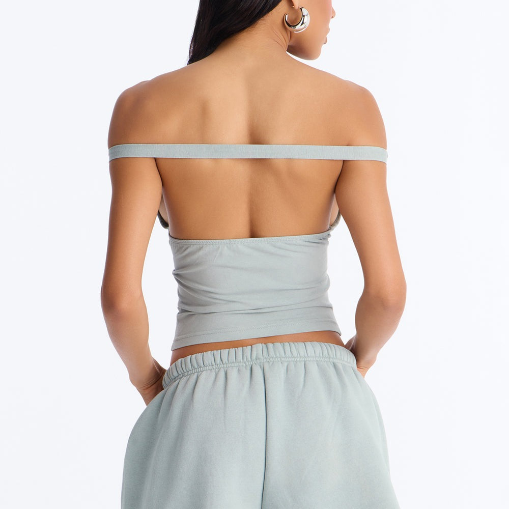 88' Vibe Off Shoulder Fleece Short Set