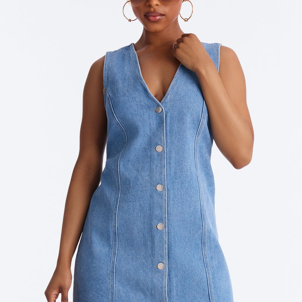 Adalynn Sleeveless Denim Mini Dress