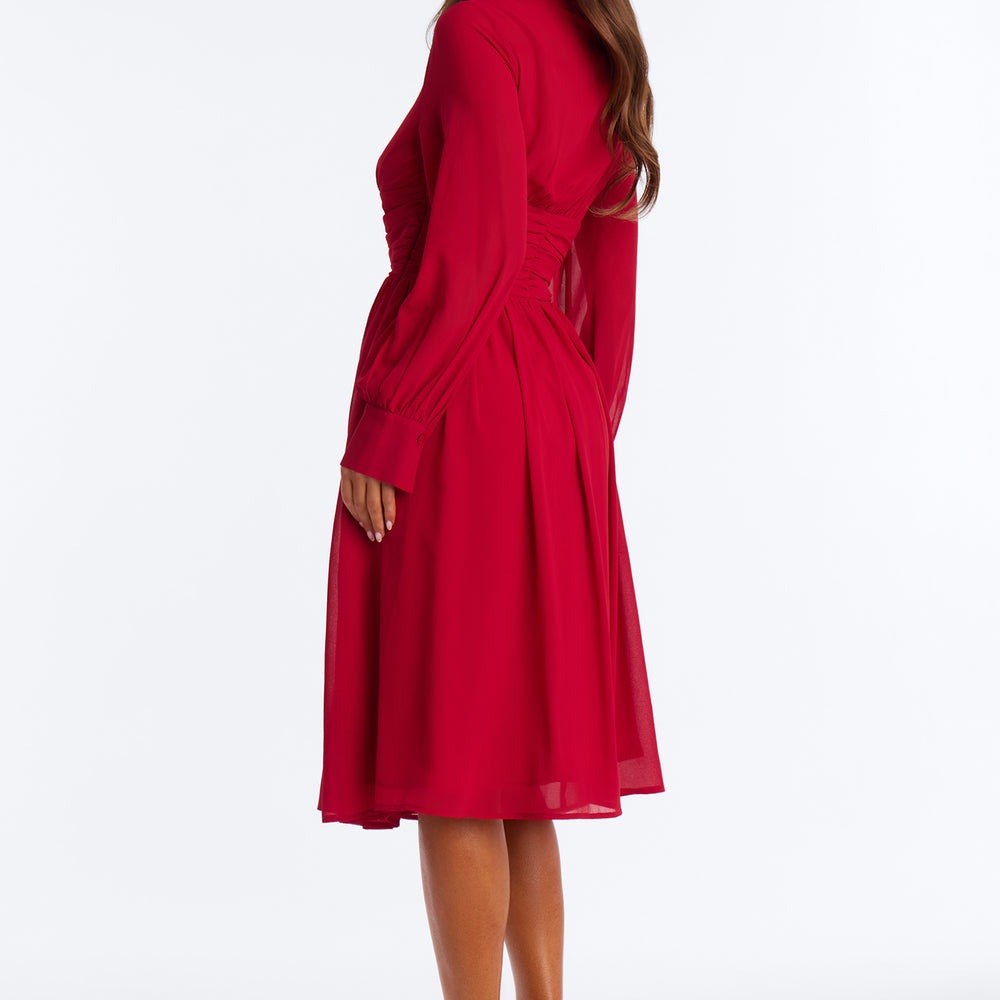 Alia Ruched Chiffon Midi Dress