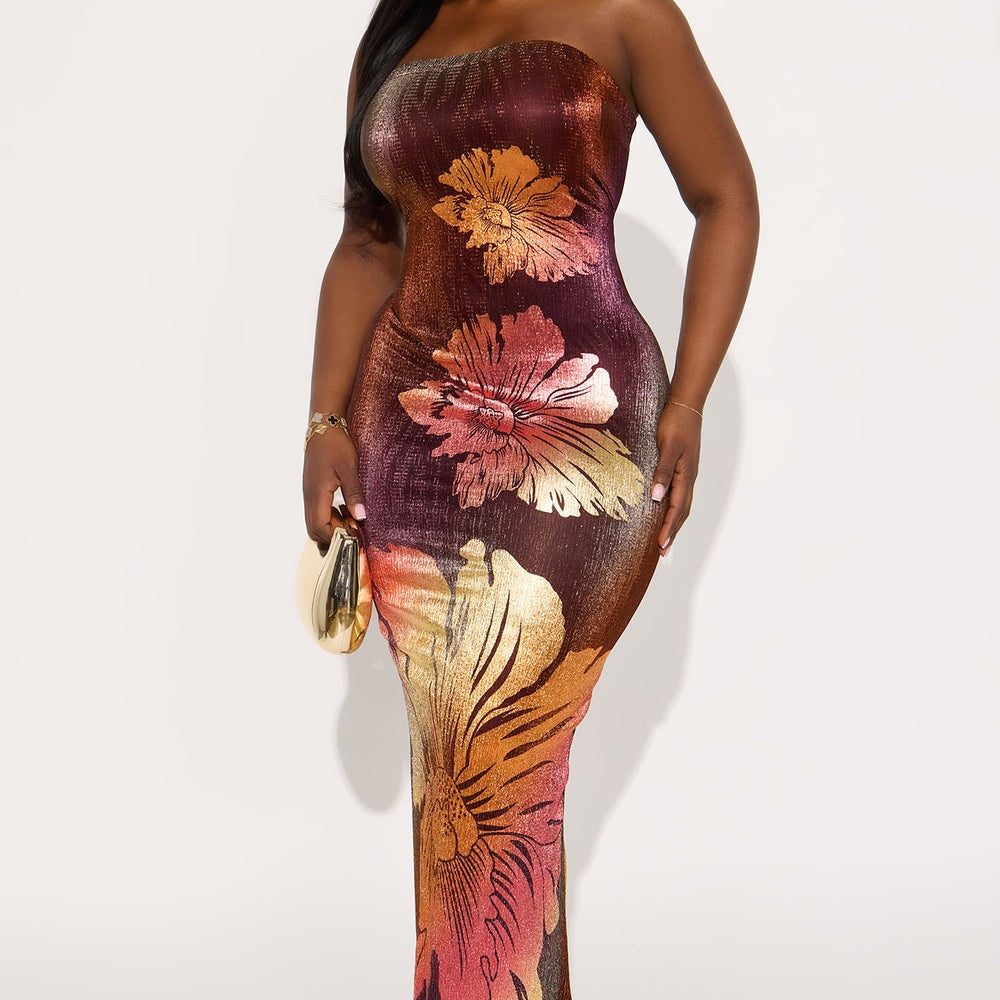 Addison Metallic Tube Maxi Dress